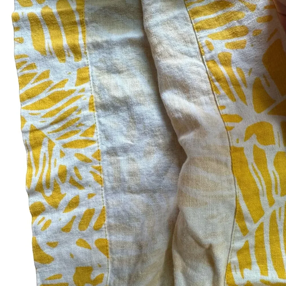 Loft Women's Mini Linen Rayon Skirt Yellow White Floral Palm‎ Tropical XSP